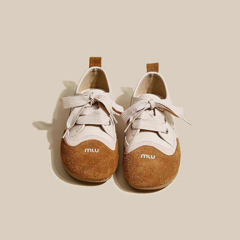 

Retro matte German training shoes women s 2025 spring new versatile ugly cute comfortable soft sole lace-up single shoes flat baseplate shoes 35 жёлтый