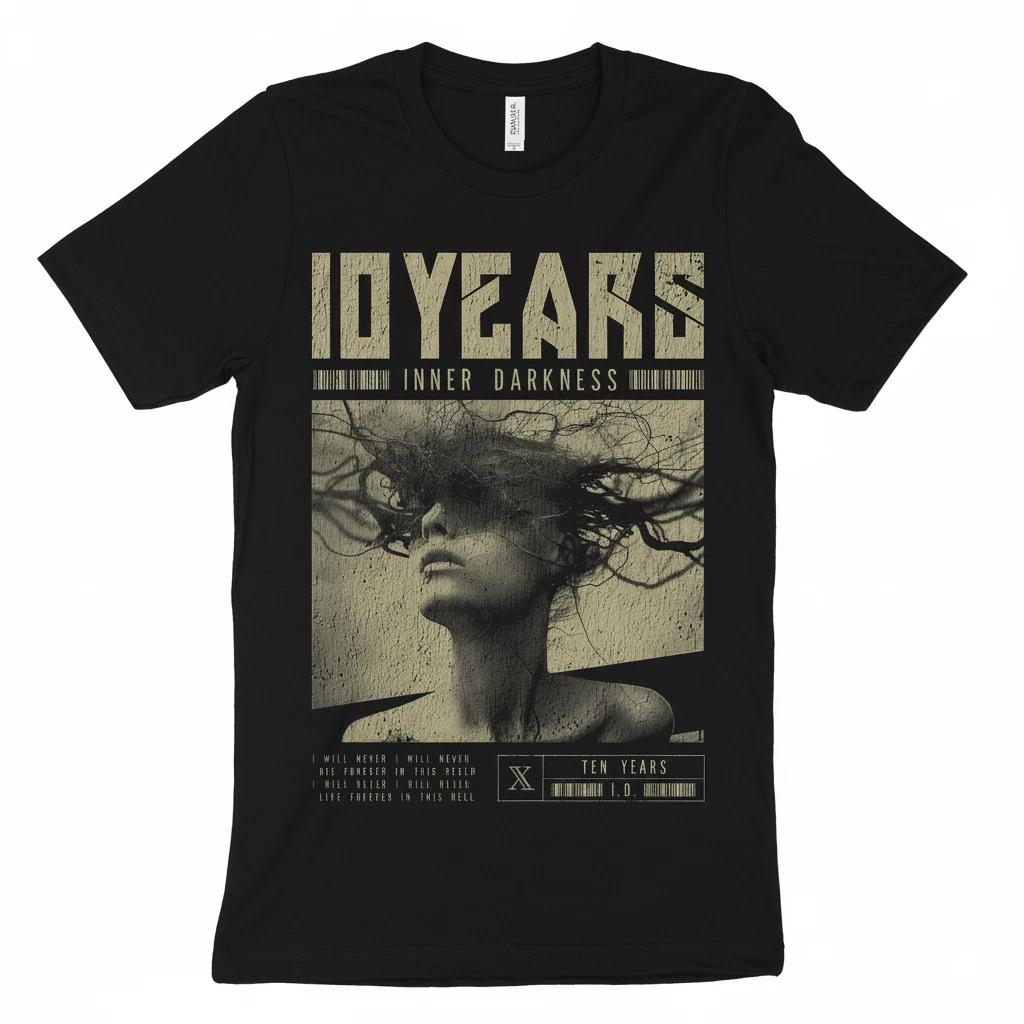 

Hot Inner Darkness Album Of 10 Years Band 100% Cotton T-shirt Mens Tees Top S to 5XL 2F1935 2XL