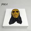 Full Head Black Scarf Mask Halloween Skull Mask, with Breathable Mesh Eyes Design, Dark Cool Cosplay Headscarf Mirror Texture for Adults Party