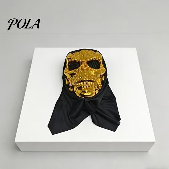 Full Head Black Scarf Mask Halloween Skull Mask, with Breathable Mesh Eyes Design, Dark Cool Cosplay Headscarf Mirror Texture for Adults Party