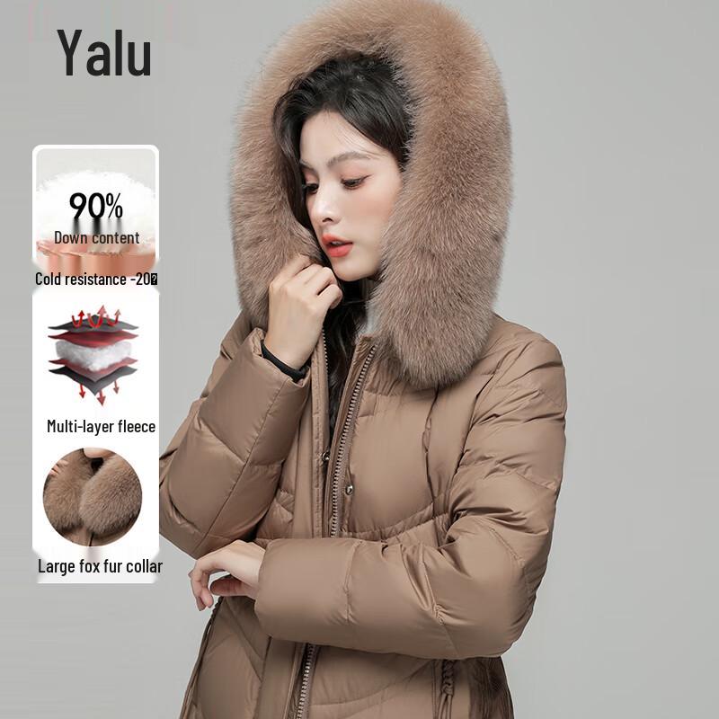 Yalu Women's 90% Down Fox Fur Collar Long Winter Coat