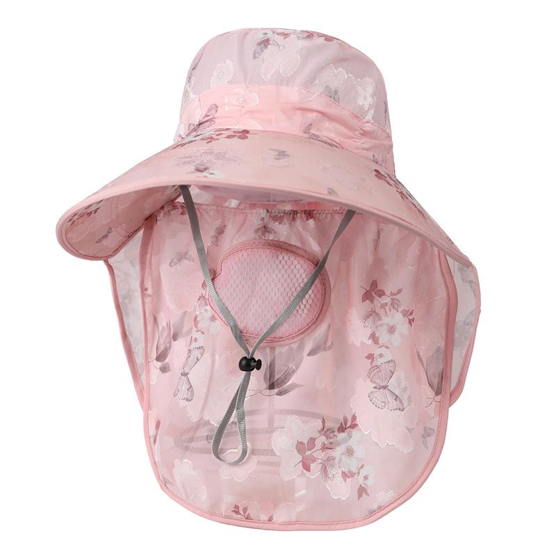 Hat Female Summer Shade Sunscreen Uv Protection Mask Face Cover Tea Picking Hat Cycling Big Brim Mom Sun Hat