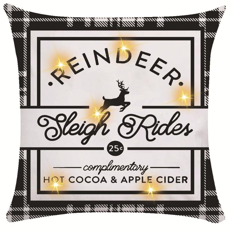 New Christmas Decorative Cushion Cover Snowman Print Cushion Cover LED Pillow Light Cushion