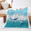 Ocean Whale 2D Digital Printing Thickened Lamb Fleece Crystal Fleece Blanket Cover Blanket Siesta Siesta Blanket