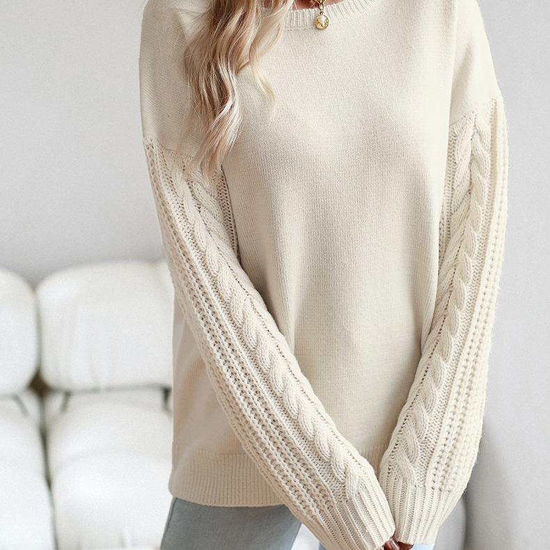 2026 New Women's Round Neck Sweater, Casual Long Sleeve Knit Top for Autumn Winter Daily Wear