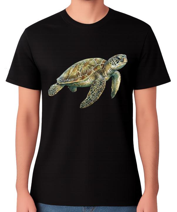 Sea Turtle T-Shirt Realistic Ocean Marine Wildlife Animal Graphic Unisex Tee S