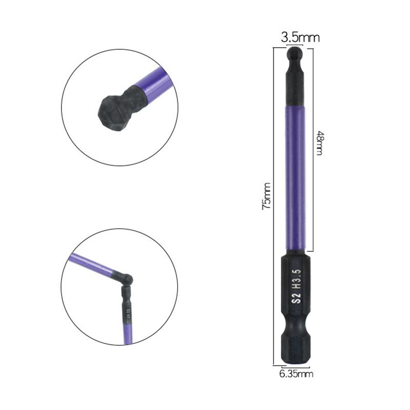 Ball End Hex Screwdriver Bits Set 1/4” Inch Screw Driver Drill Bit Shank Magnetic S2 Steel 65/100mm Ratchet Wrench Hand Tools