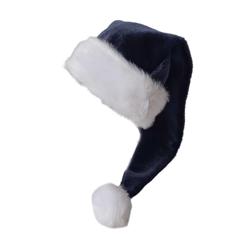 Vuxen Jultomtehatt Tjock Plysch för Julkomfort Foder Jul Nyårssymbol Mössa med Vit Brätte