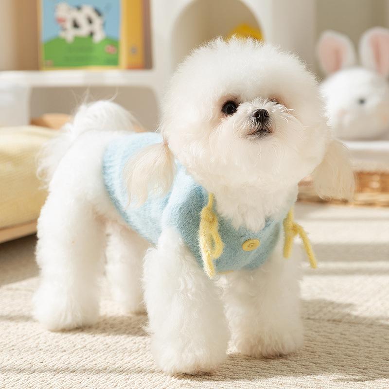 ins wind puppy dog sweater autumn and winter warm imitation mink hooded teddy bear small dog pet cat clothes