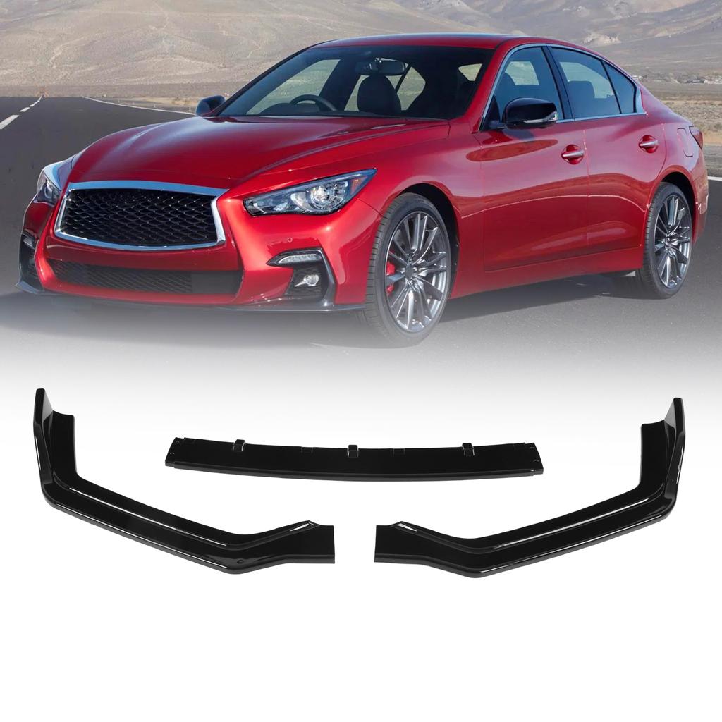 3PCS Gloss Black Front Bumper Splitter Lip Replacement for Infiniti Q50 Sport 2018?2021