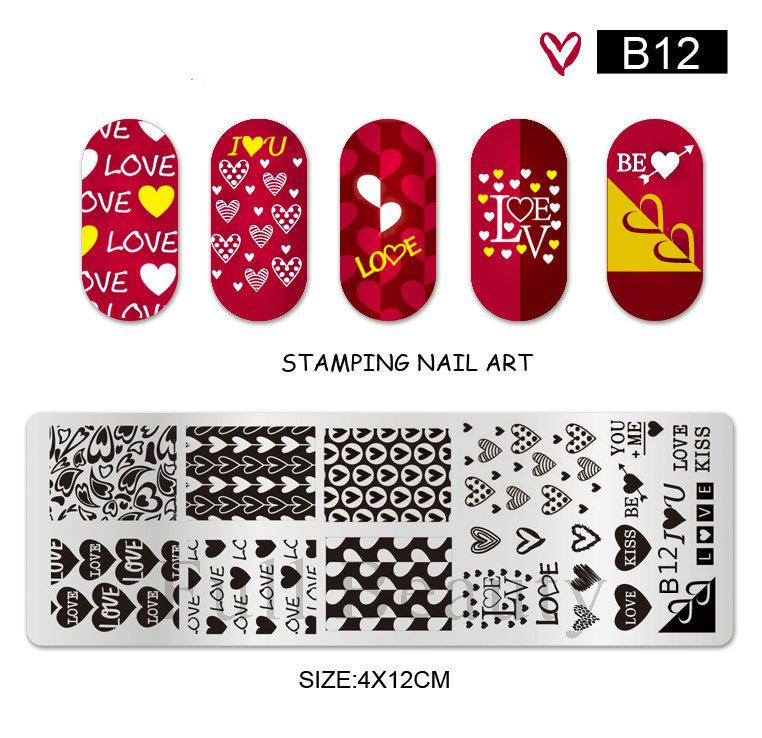 Nail Art Printing Small Long Steel Plate Valentine's Day Love DIY Painted Printing Stainless Steel Nail Printing Plate
