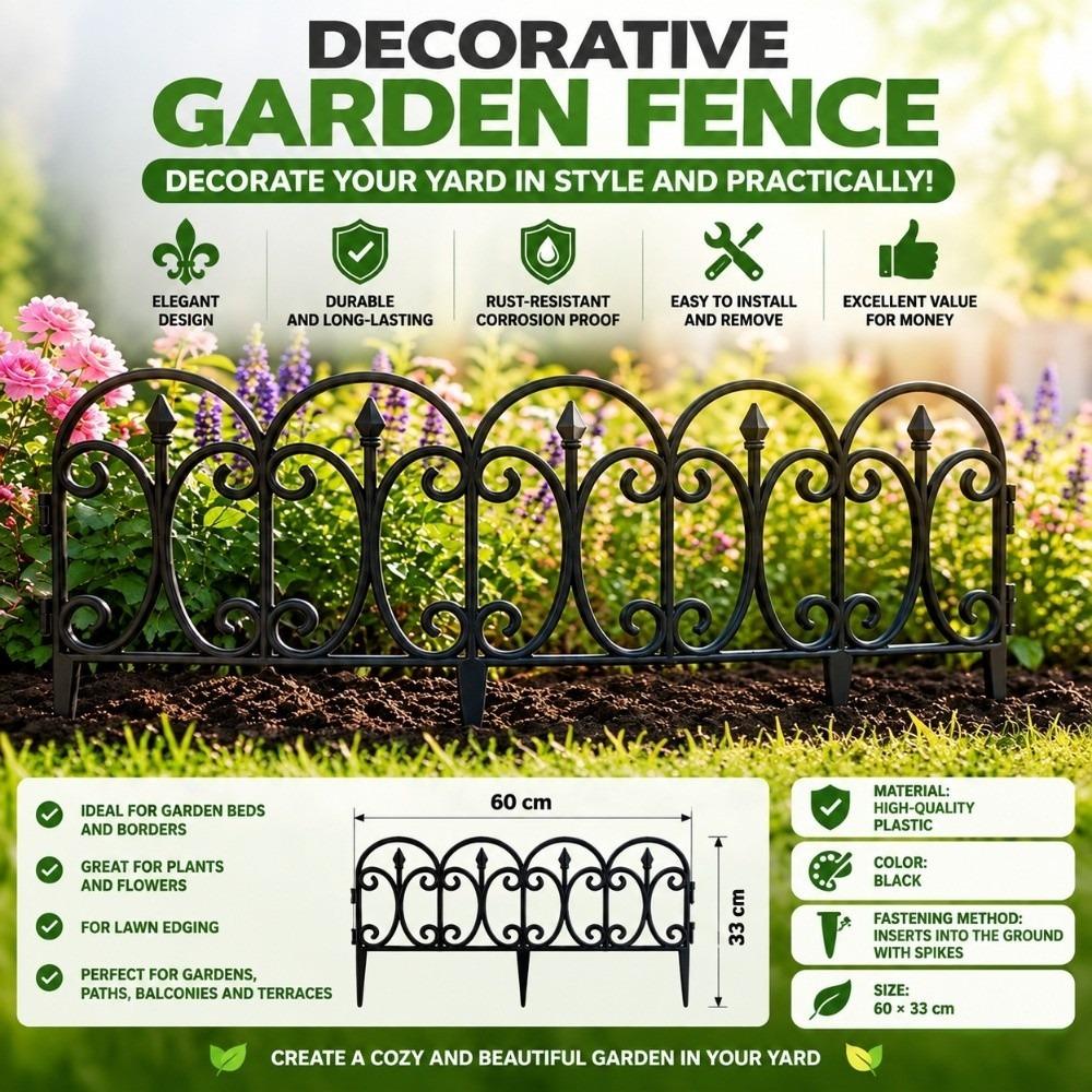 5pcs Weather Resistant Garden Edging Border 23in ×13in Plastic Landscape Barrier Flower Bed
