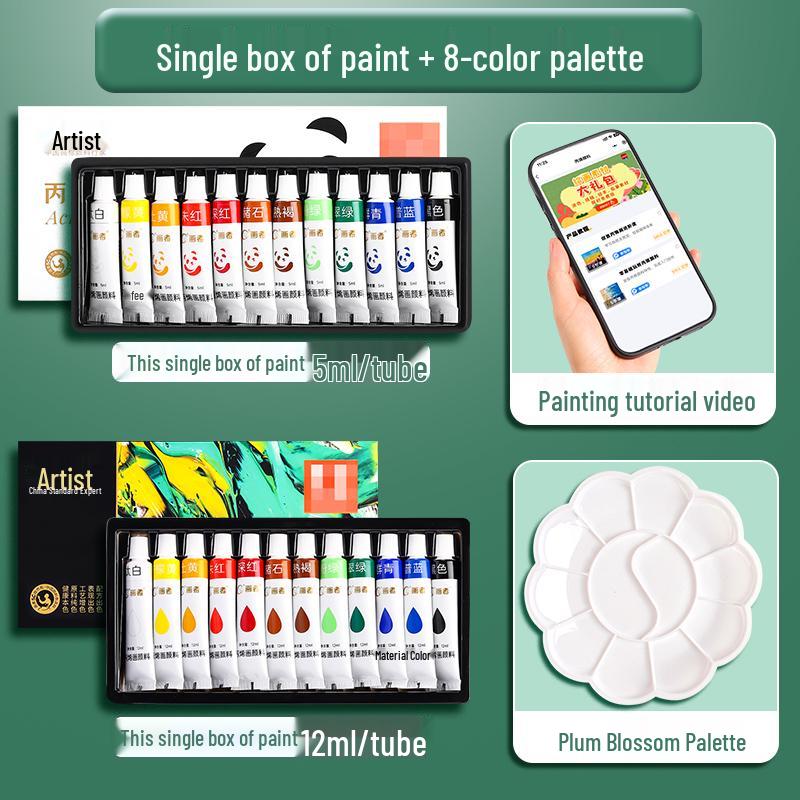 Acrylic Paint Set: 24 Colors, Waterproof, Fade-Resistant, Ideal for DIY Wall Art & Children's Projects.