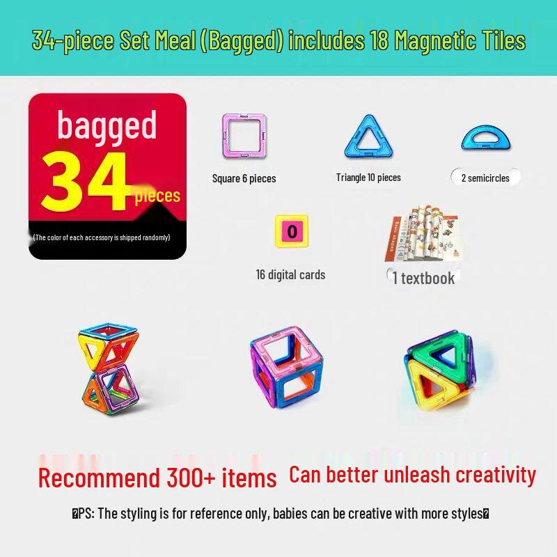 Large Magnetic Tiles Building Blocks Set for Kids - DIY Educational Toy