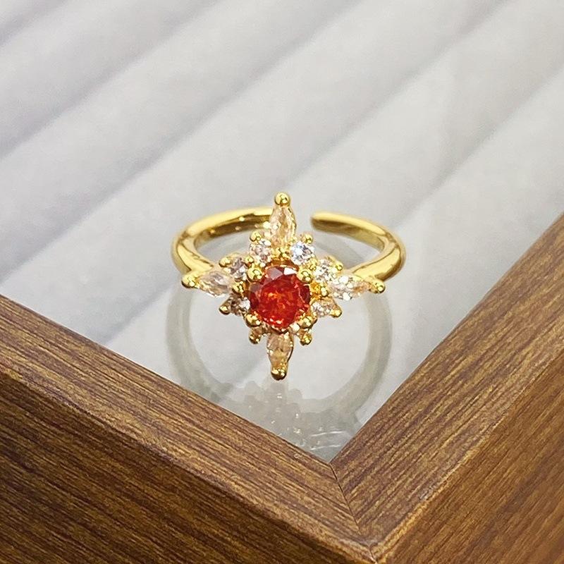 Medieval Vintage Brushed Zircon Chinese Knot Belt Open Ring Light Luxury Retro Ring