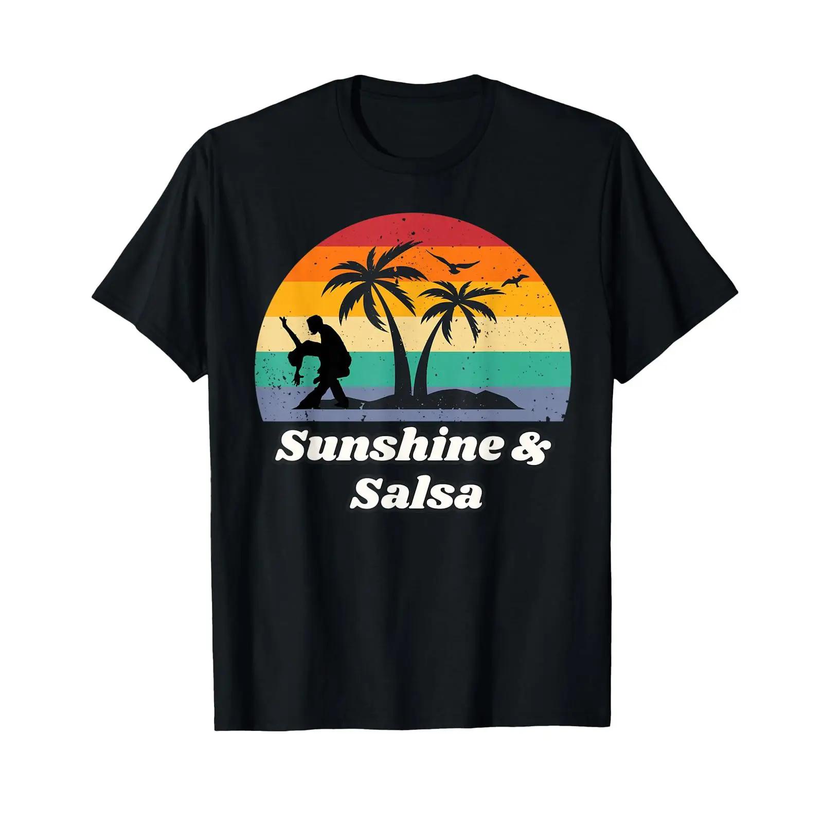 

Sunshine amp Salsa T Shirt for Dancers Music black vintage Washed Comfortable Top For Everyday Wear Stretched Casual fashion S разноцветный
