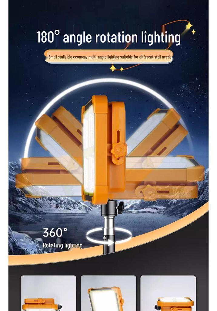 Solar-Powered LED Flashlight for Camping, Night Markets, and Outages