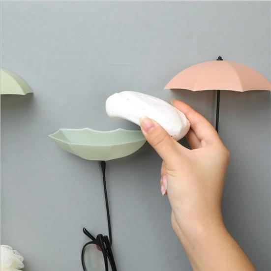 3Pcs Wall Hooks Strong Load-bearing Umbrella Install Self Adhesive Hanger Design Easy To Hook Storage