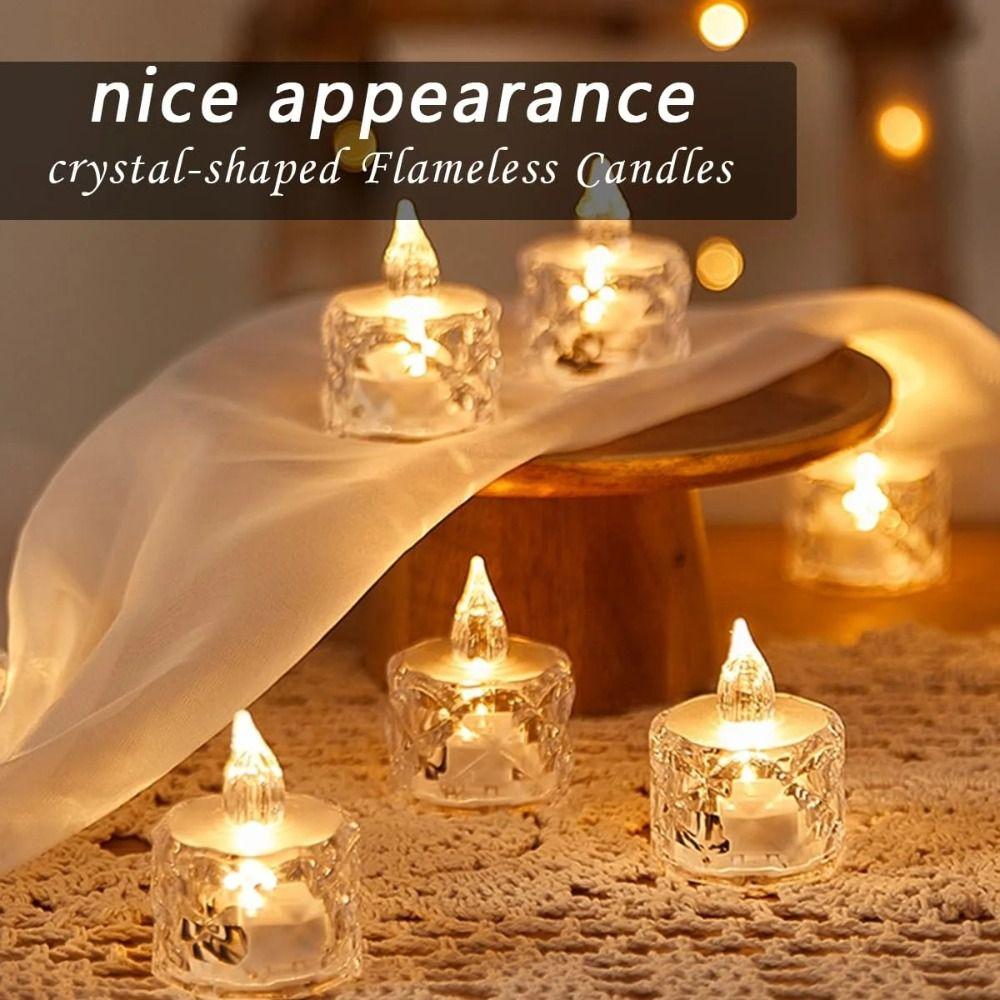 24pcs/box Delicate Design LED Mini Candle Light Romantic Atmosphere Light Daily Decoration