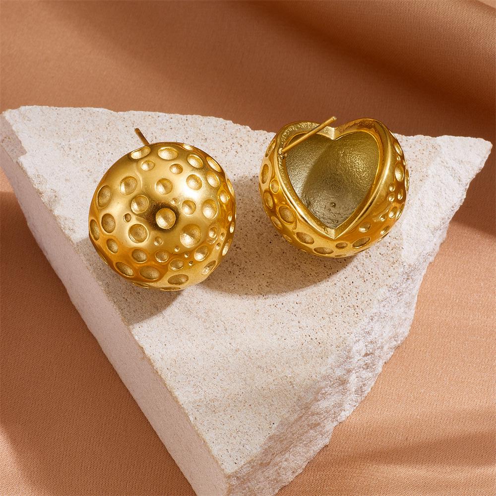 18K Gold French Teardrop & Round Ball Titanium Earrings - Sweet Girl Hip Hop Trendy Style