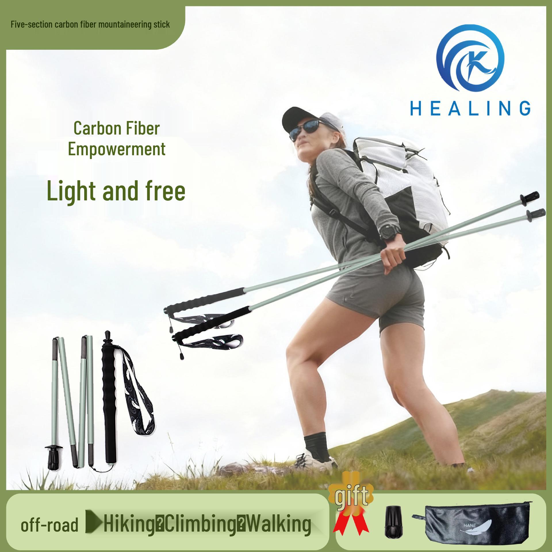 Сверхлегкие треккинговые палки OKHEALING из углеродного волокна - Телескопические и портативные для походов и кемпинга 110 cm