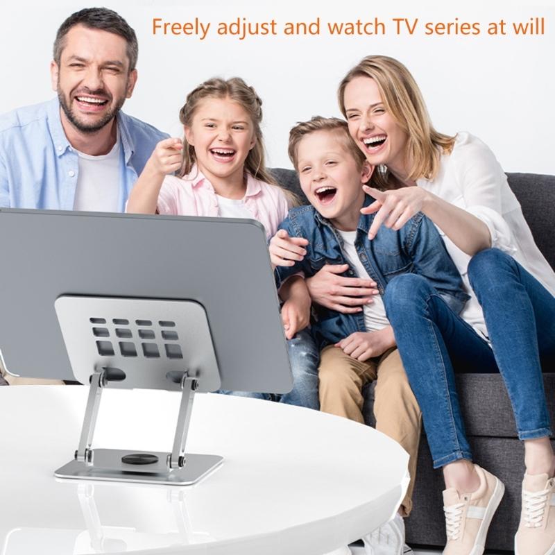 Tablets Desk Mount Stand, Aluminum 360 Degree Swivels, Heights Adjustable with Enhances Weight Support Bracket