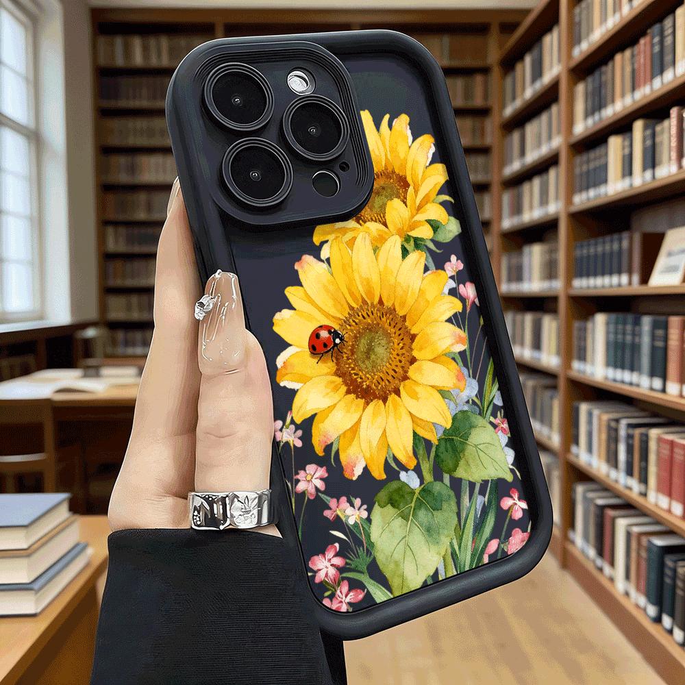 Sunflower Ladybug Watercolor Shockproof Soft Phone Case For Xiaomi Redmi Note 15 14 13 12 11 10 9 Pro Anti-Slip Anti-Fall Cover