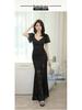 KTV Sauna Technician Deep V Evening Gown – Elegant and Sexy Dress for Work and Banquets