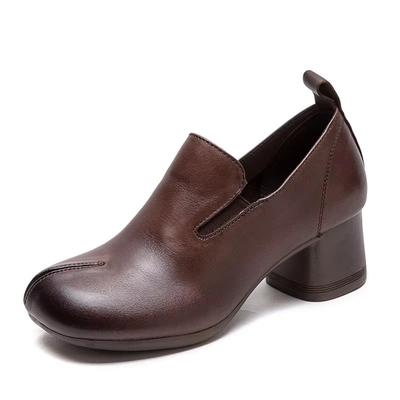 GKTINOO 2025 Frühling Herbst Neue High Heels Rutschfeste Mutter Echtes Leder Pumps Bequeme Handgefertigte Retro Damen Schuhe