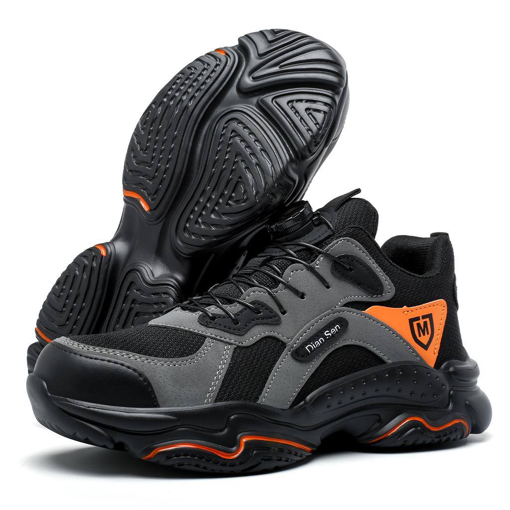 Mens Work Shoes Steel Toe Safety Boots Anti-smash Lightweight Breathable Sneakers Wear-resisting Slip ResistantConstruction Site