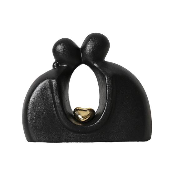 Ceramic Couple Statue Hugging Kissing Lover Figurine for TV Stand Shelf Decor Romantic Couple Heart Sculpture for Wedding Anniversary Gift