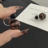 Retro Leopard Print Round Bead Earrings: Elegant Two-Way Wear Studs with a High-End Feel