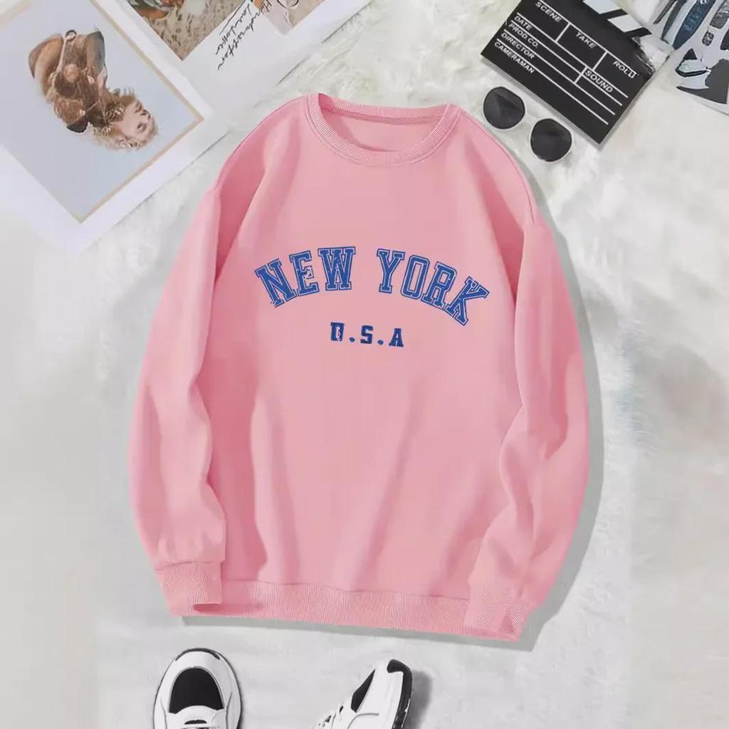 Dámská sametová mikina s potiskem písmen New York - Podzimní/Zimní kolekce