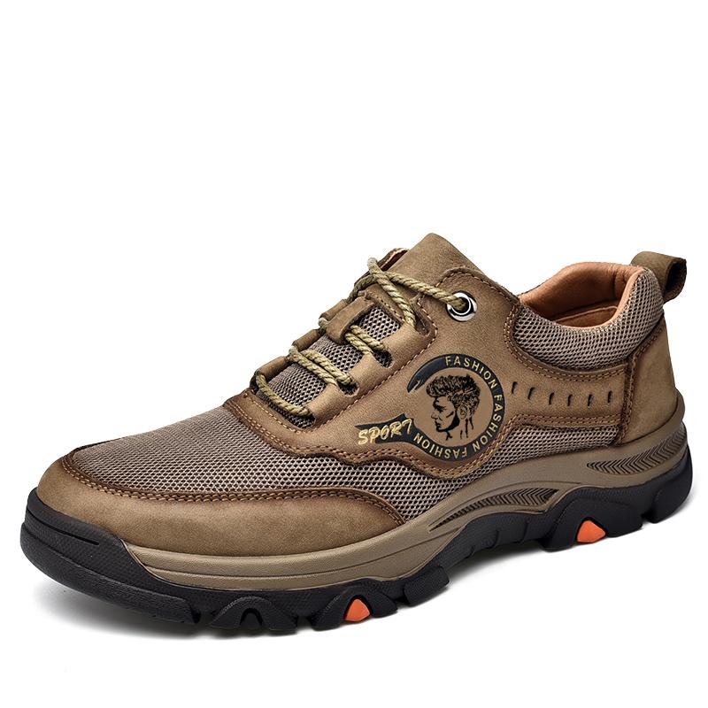 

Новые мужские кроссовки для походов на открытом воздухе, туристические кроссовки для альпинизма, походная обувь для мужчин, повседневная обувь из натуральной кожи с нескользящей подошвой 46 хаки