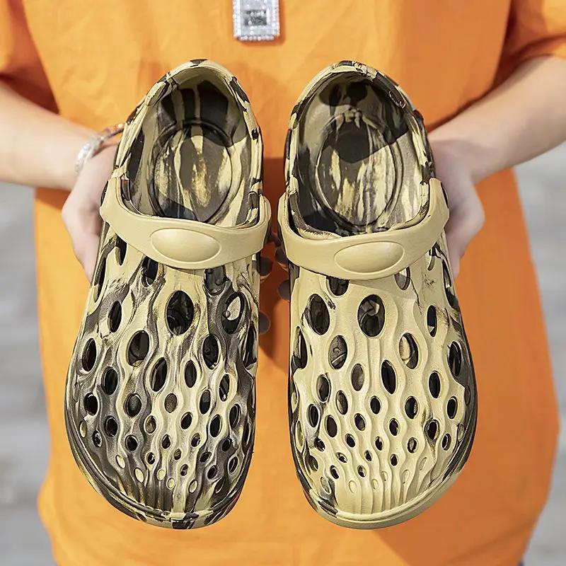 Fashion Beach Male Shoe Hole Shoes Pvc Luxury 2025 Barefoot Big Size New Fashion Daily Use Trend Breathable Japanese H 39 Men's Sandal