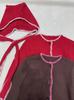 Red Detachable 3D Ears Hooded Knit Cardigan with Pockets - Versatile, Age-Reducing Outerwear