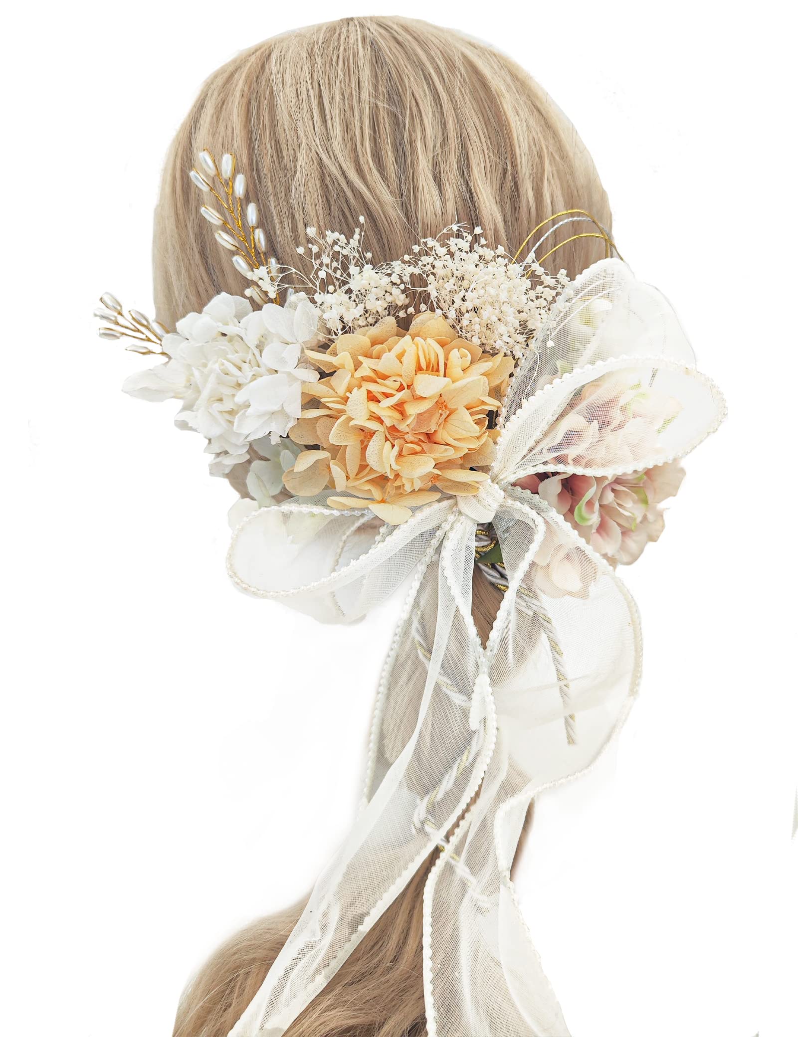 

JZOON Hair Perfect for and and Dried and Preserved Perfect for Bridal S2410 Ornament, Champagne, Coming-of-Age Ceremonies, Graduations, Weddings,