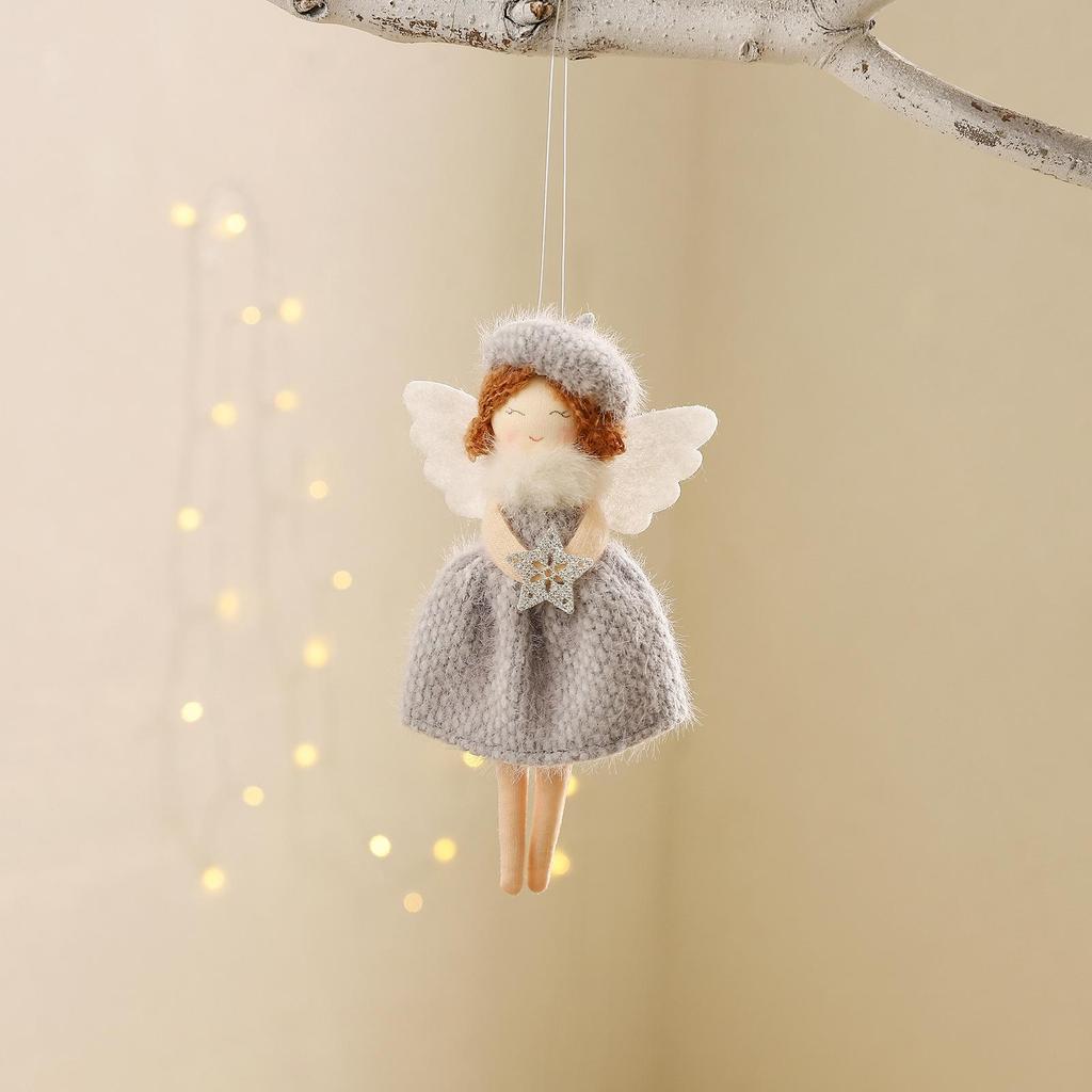 Handmade Knitted Angel Tree Ornament - Christmas Girl Doll Decoration