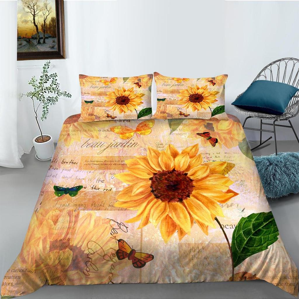 3D Modern Romantic Style Bedding Set Flower Quilt Cover Sheet/double Bed Full-size Bedspread Set Washable Comfortable Home Decoration