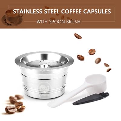 Coffee Capsules Refillable Pods Refillable Coffee Capsules Stainless Steel with Spoon Brush for