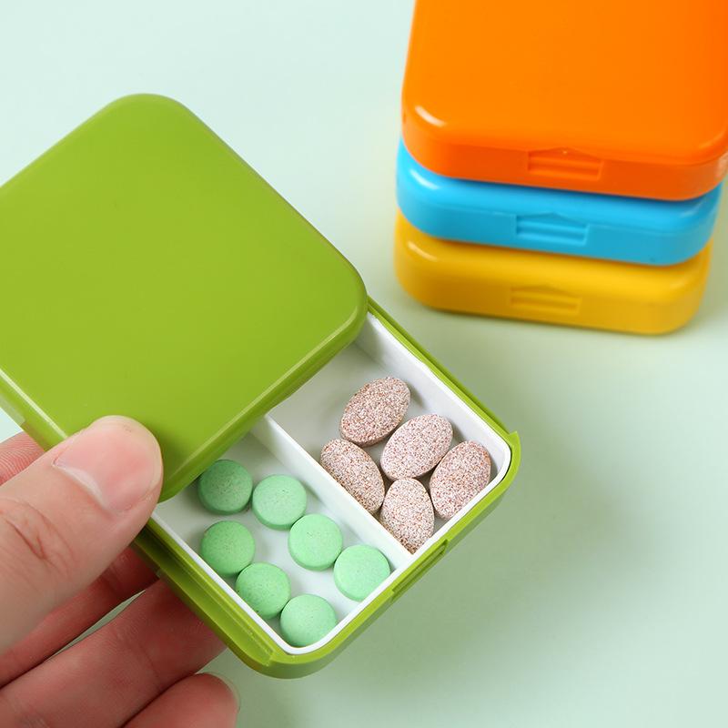 Mini Portable AM PM Pill Organizer Daily 2 Times Pill Case Travel Pill Box 2 Compartment Easy Open Vitamin Container for Pills