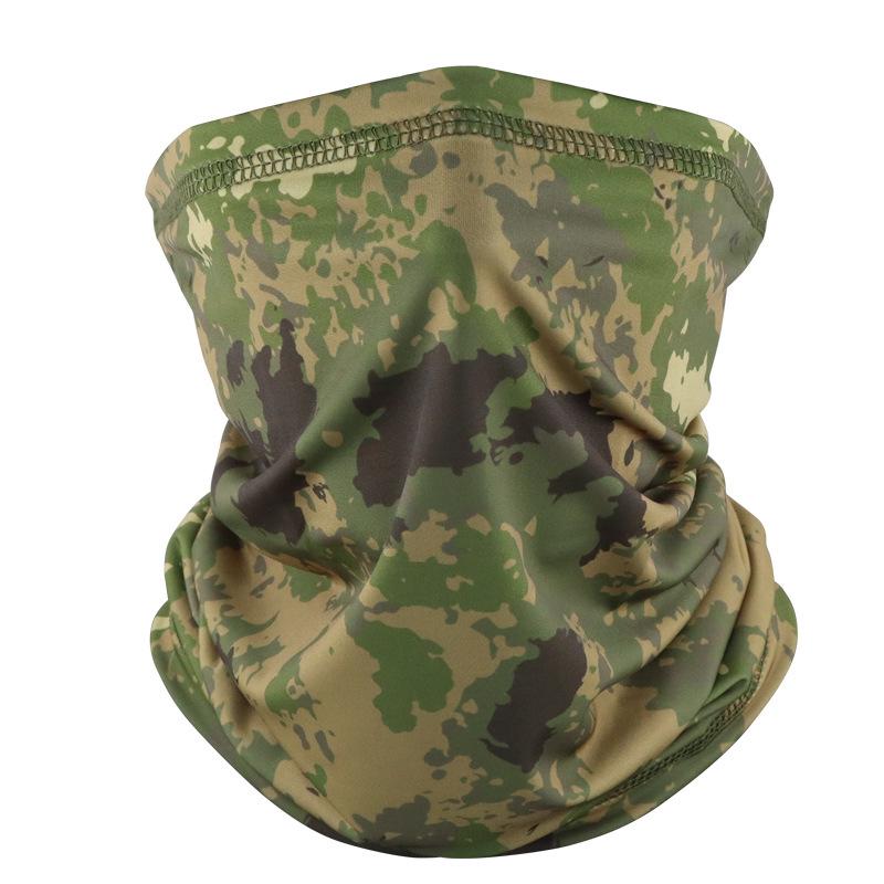 Camouflage Ice Silk Neck Gaiter: Multifunctional Summer Headscarf for Outdoor Cycling, Sun Protection, and Quick-Drying Breathable Face Mask for Men.