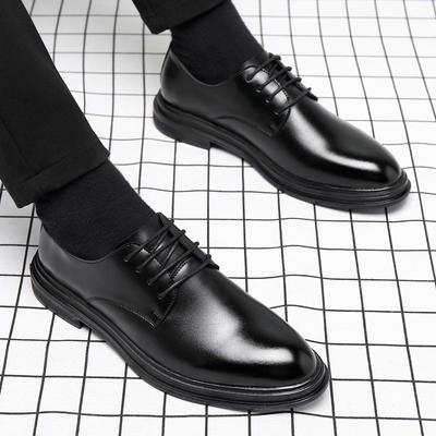 Business Dress Leather Shoes Men's Pointed Head Inner Height Increase Casual British Groom Wedding Leather Soft Leather Suit