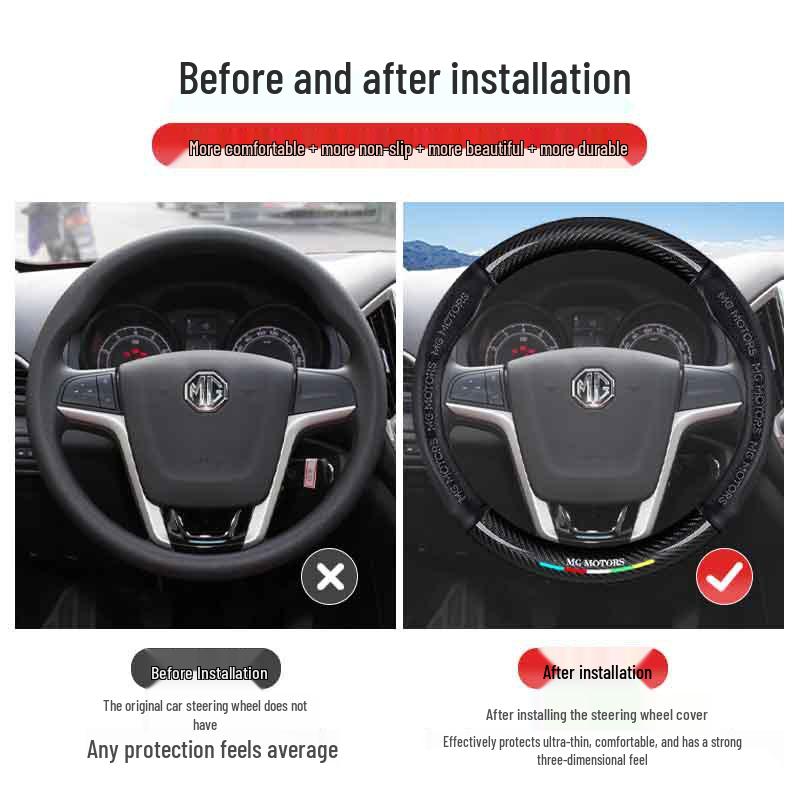 MG Car Steering Wheel Cover - Genuine Leather for MG6, MG Pilot, HS, MG5, Rui Teng, ZS, Rui Xing 3SW.