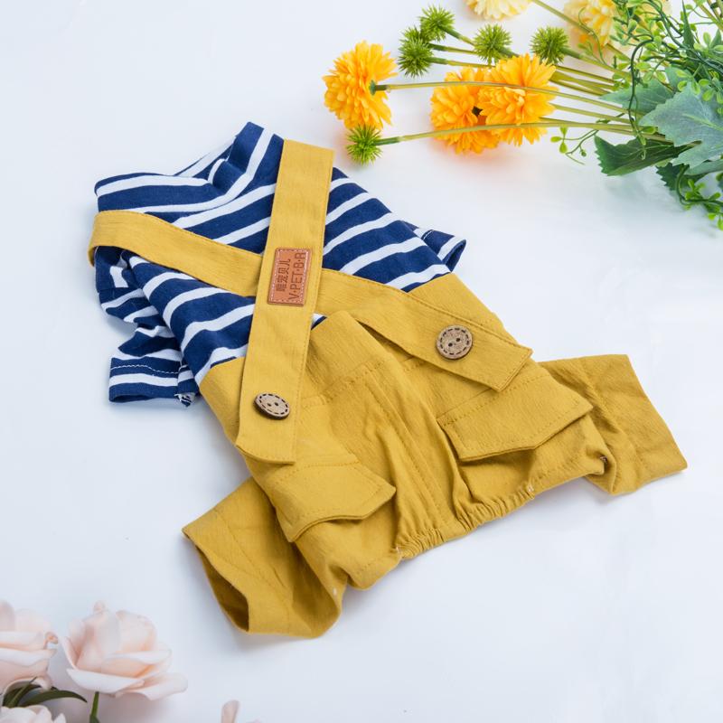 Trendy Pet Clothes Striped Dog Overalls for Small Breeds Breathable Dog Jumpsuit Spring and Autumn Outfit