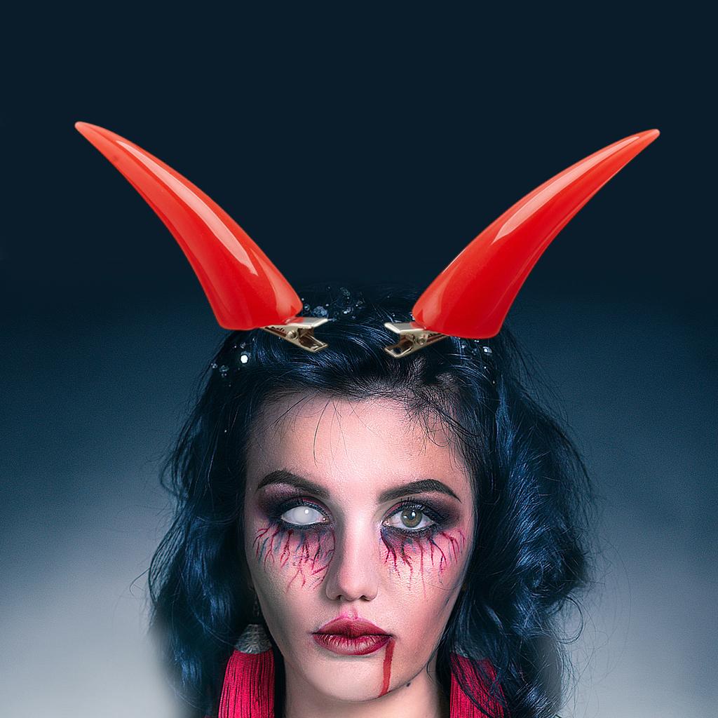 1 pár gotických sponek do vlasů ve stylu rohy ďábla, jedinečná cosplay sponka do vlasů na Halloweenskou párty a festivalové kostýmy