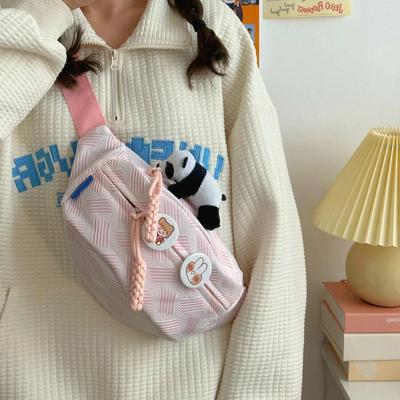 Stylish Korean-Japanese Fanny Pack: Women's Multi-Compartment Crossbody Bag for Cycling and Daily Use