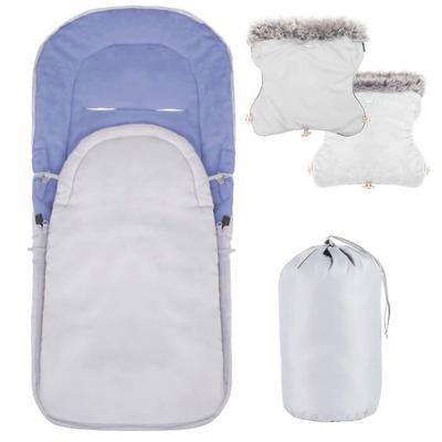 Springos ® universele baby-voetenzak voor kinderwagen, slee, autostoeltje en draagmand 4-in-1 | 90 cm - blauw / grijs