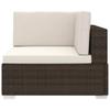 Modular Corner Armchair with Cushions Poly Rattan Brown