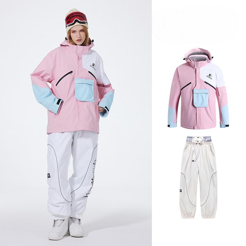 Herren- und Damen-Skianzug Outdoor Winter Warm Snowboardanzug Wasserdicht Winddicht Skijacke und Hose Set Übergröße Atmungsaktiv Isoliert Schneeanzug